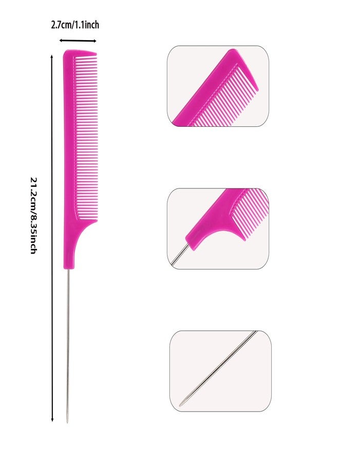 BudiGl Rat Tail Combs Set 6 Pcs Professional Teasing Comb with Metal Pick Styling Parting Braiding Salon Cutting Barber Hair Stylists Curly All Hair Types For Women Men and Girls - Image 2